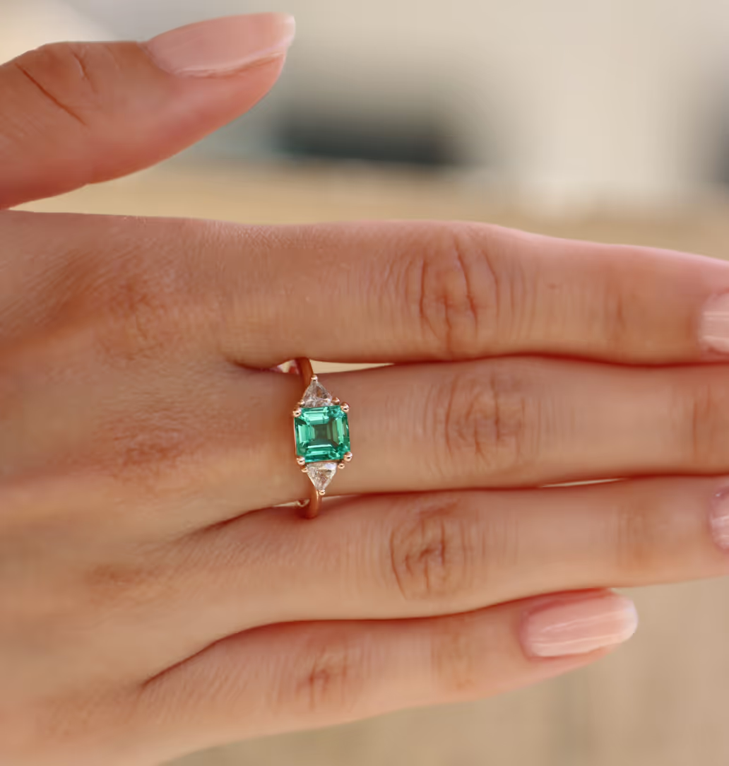 Zambian Emerald Engagement Ring