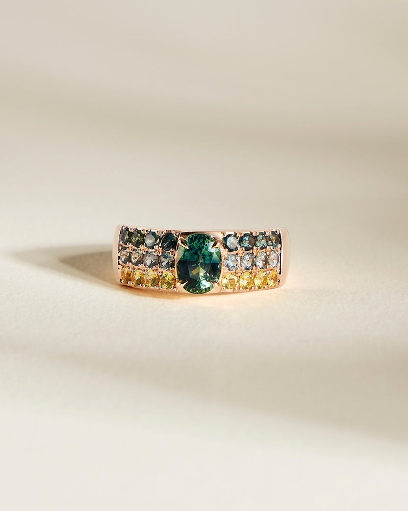 Bague de fiançailles avec saphir teal