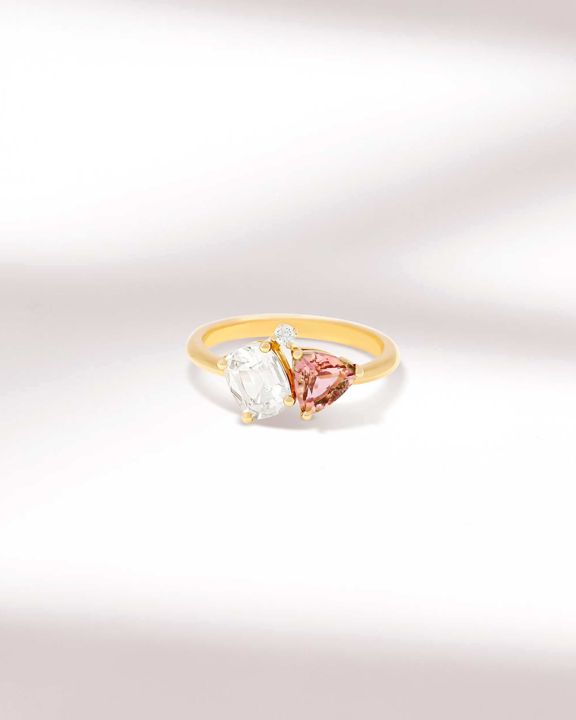 Engagement ring with tourmalines