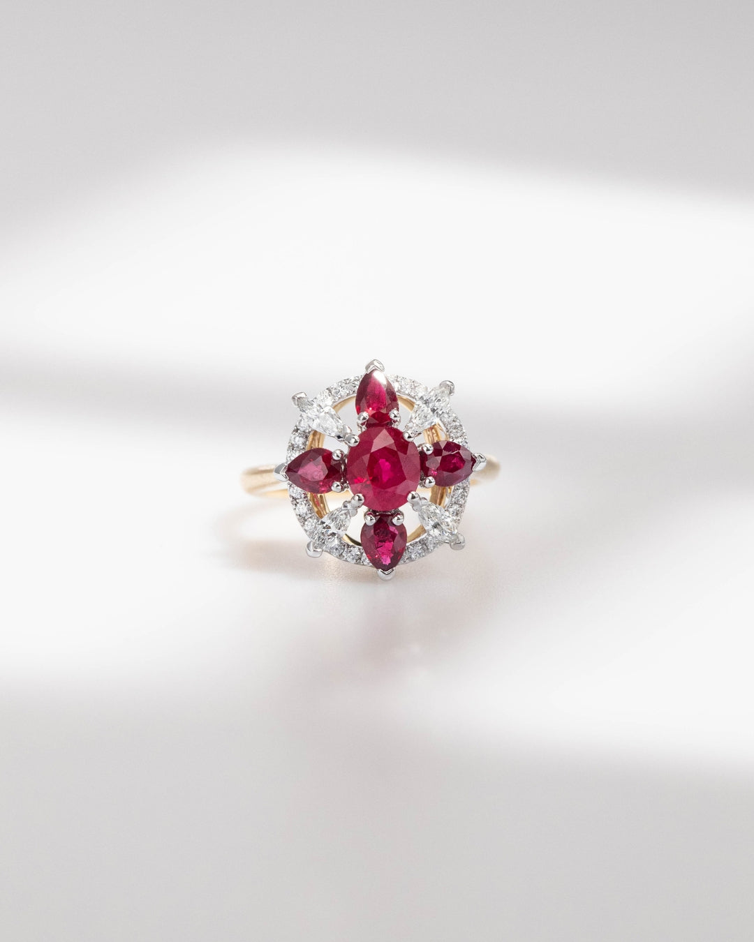 Engagement ring with ruby