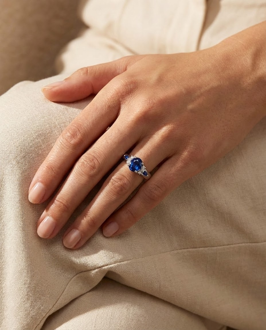 Blue sapphire engagement ring