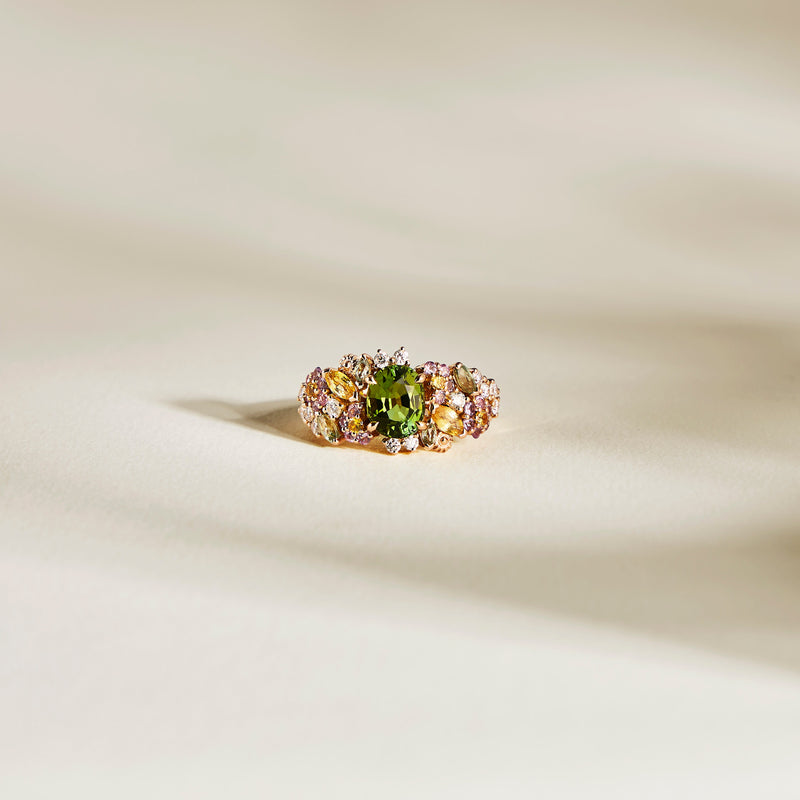 Bague de fiançailles avec tourmaline verte