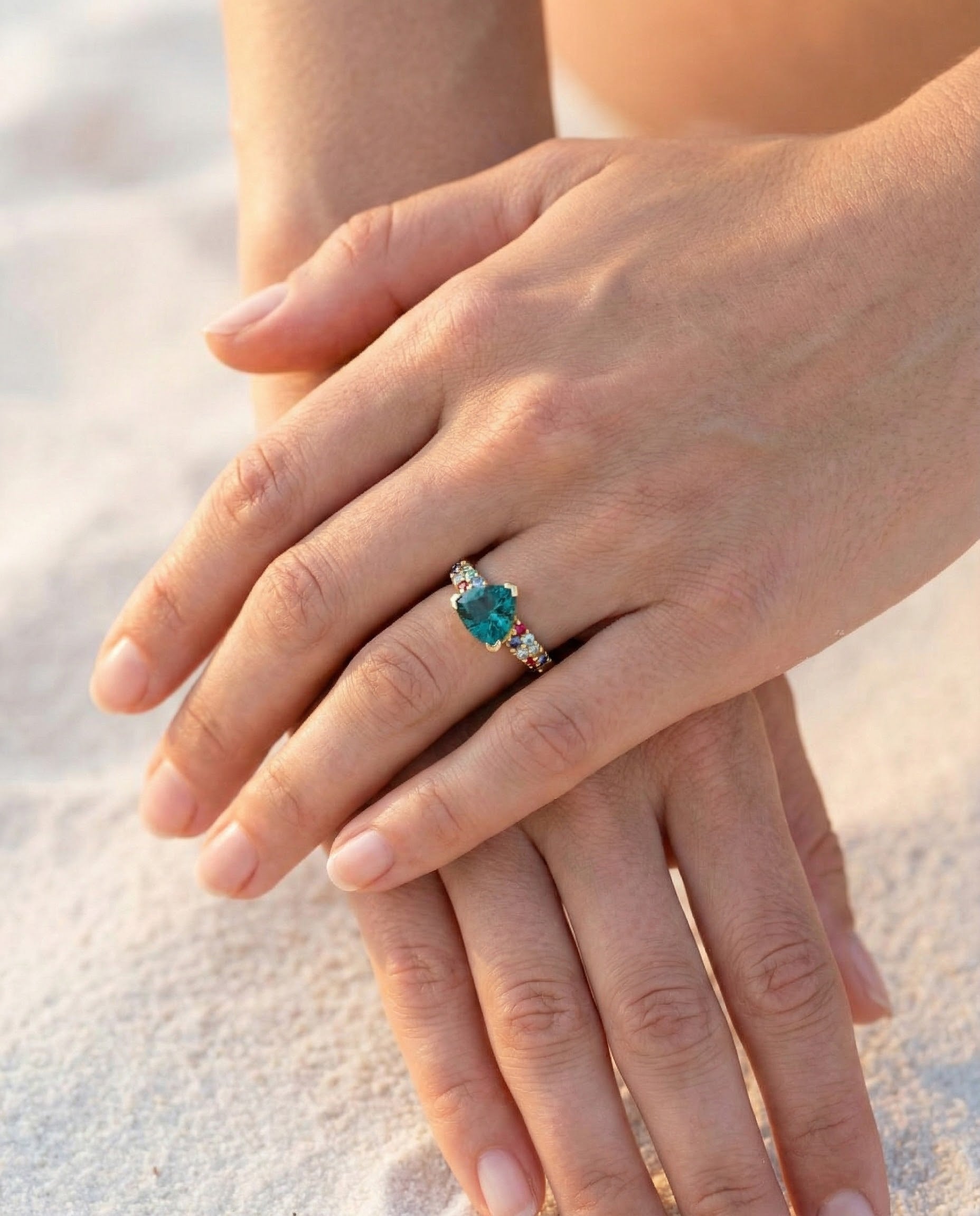 Engagement ring with Tourmaline from Namibia