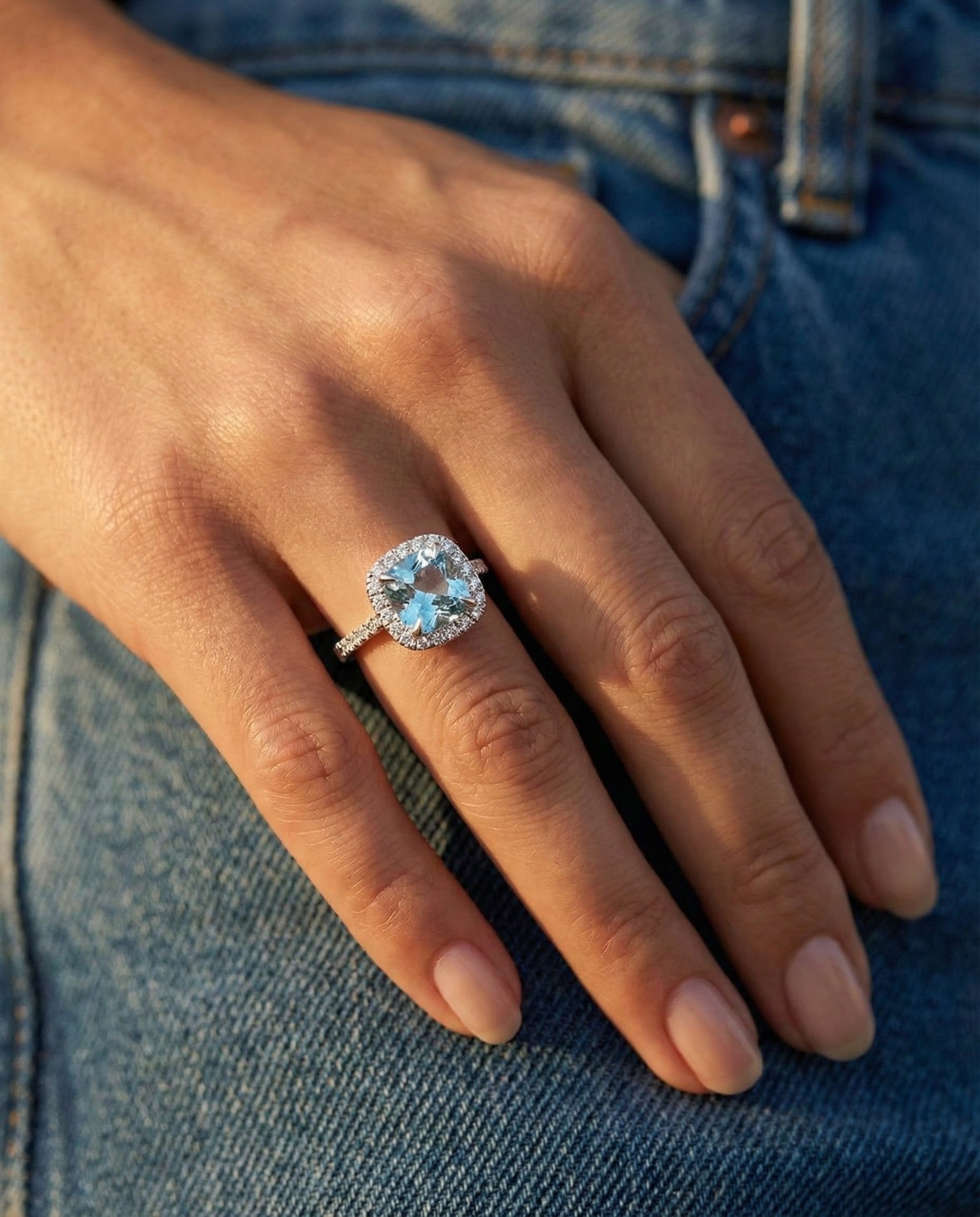 Nigerian Aquamarine Engagement Ring