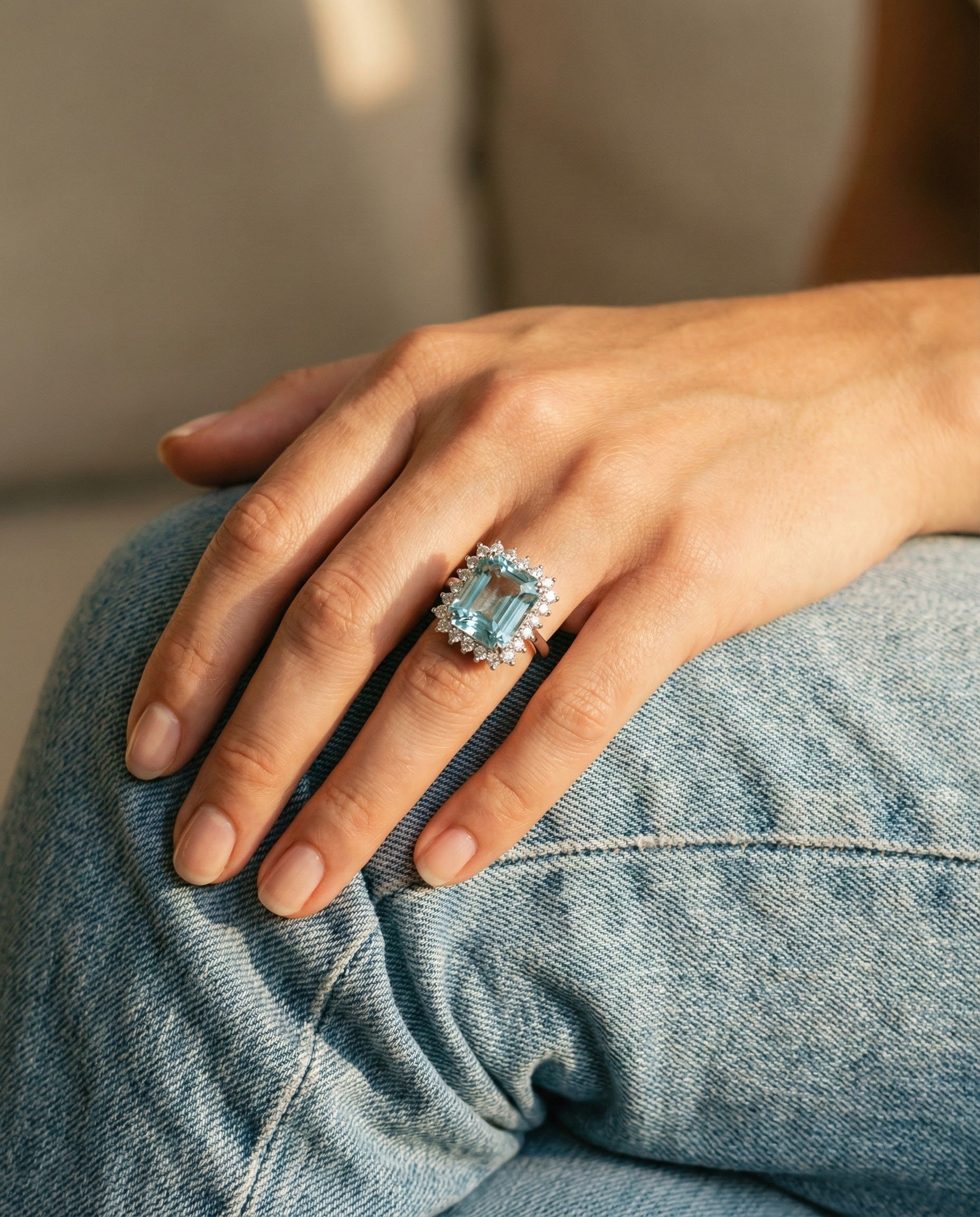 Gift ring with aquamarine