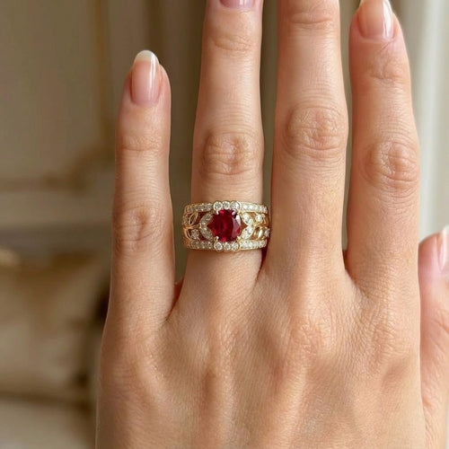 Bague d'anniversaire avec Rubis du Mozambique