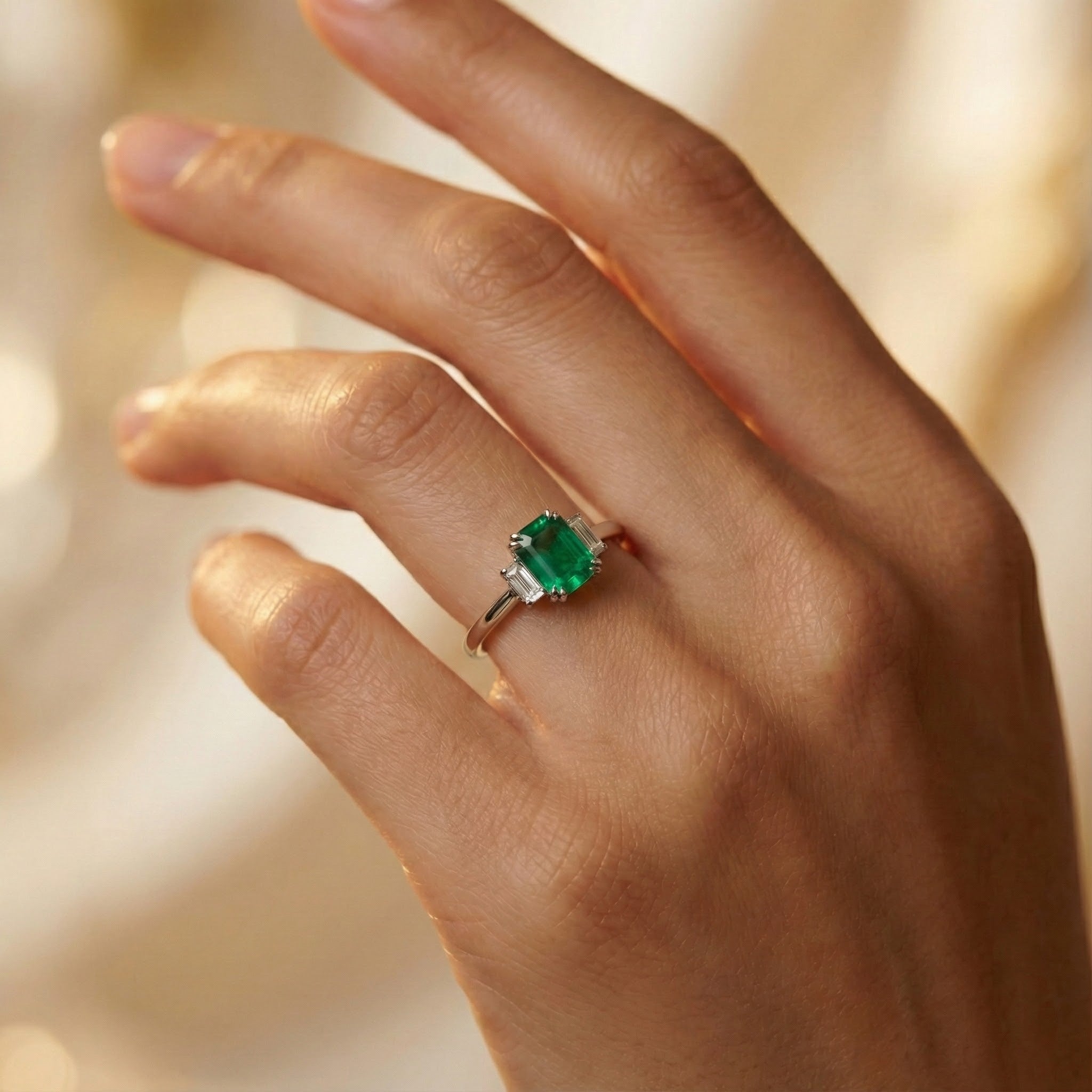 Wedding anniversary ring with Zambian emerald