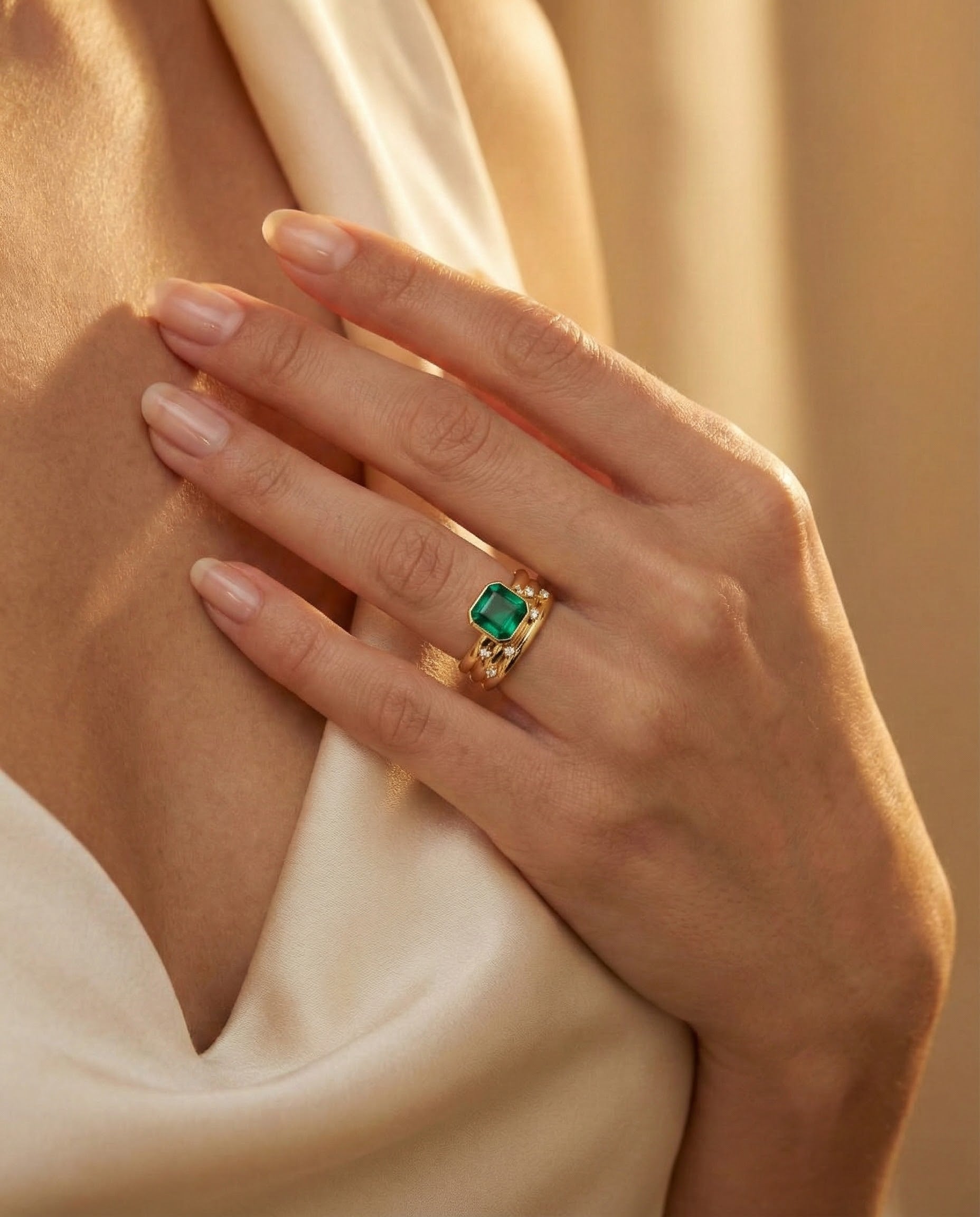 Engagement Ring with Zambian Emerald