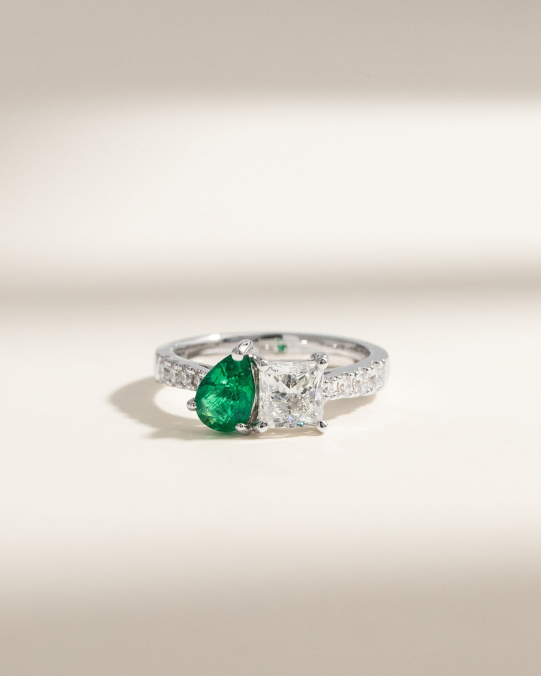 Bague Toi&Moi avec Emeraude et Diamant