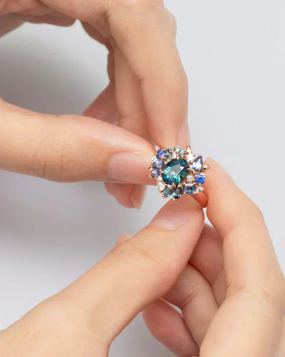 Bague de fiançailles saphir teal