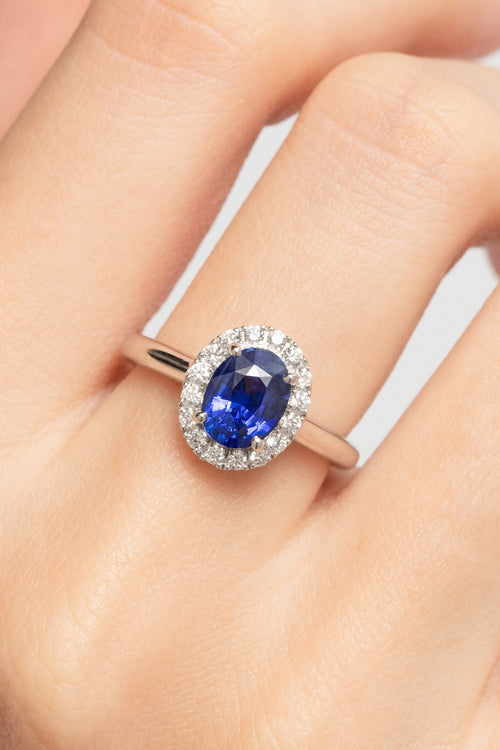 Bague d'anniversaire de mariage avec Saphir Bleu