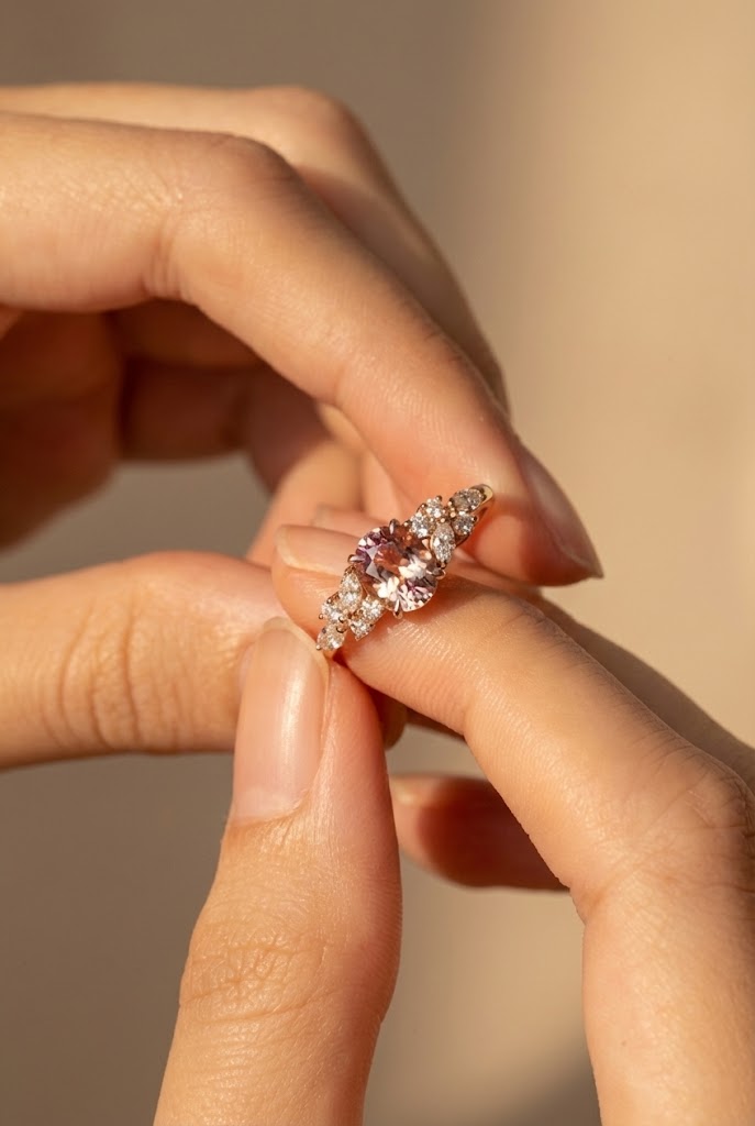 Bague de fiançailles avec saphir bicolore