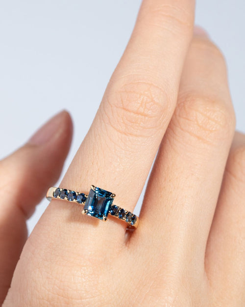 Teal Sapphire Engagement Ring
