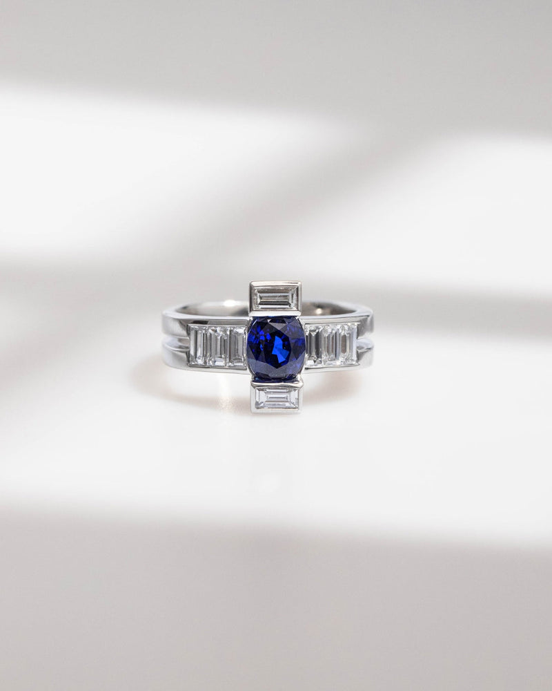 Bague avec Saphir bleu