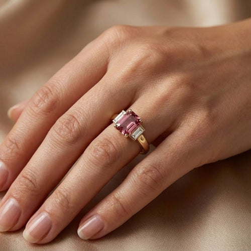 Bague de fiançailles avec un Saphir Brun