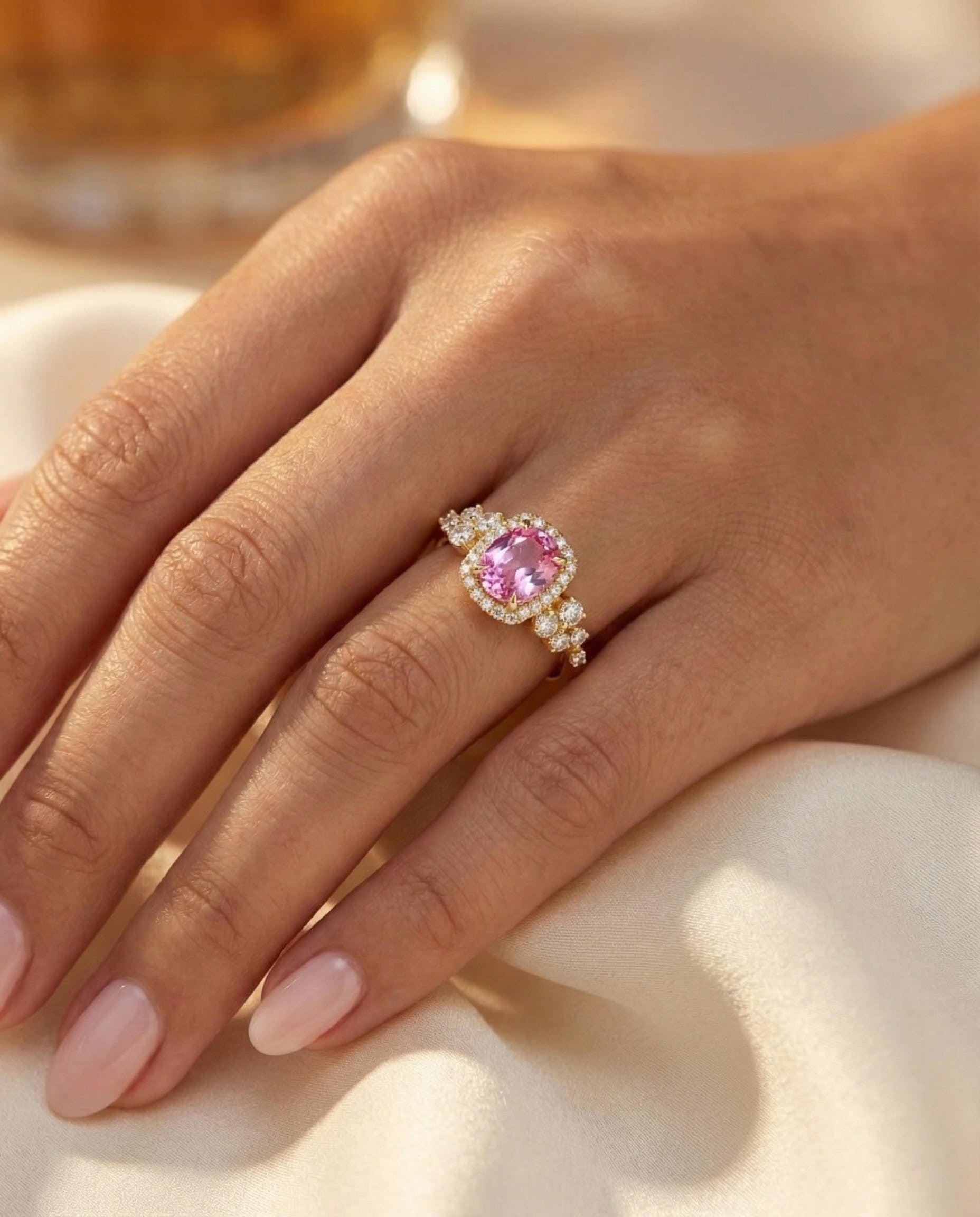 Pink Sapphire Engagement Ring