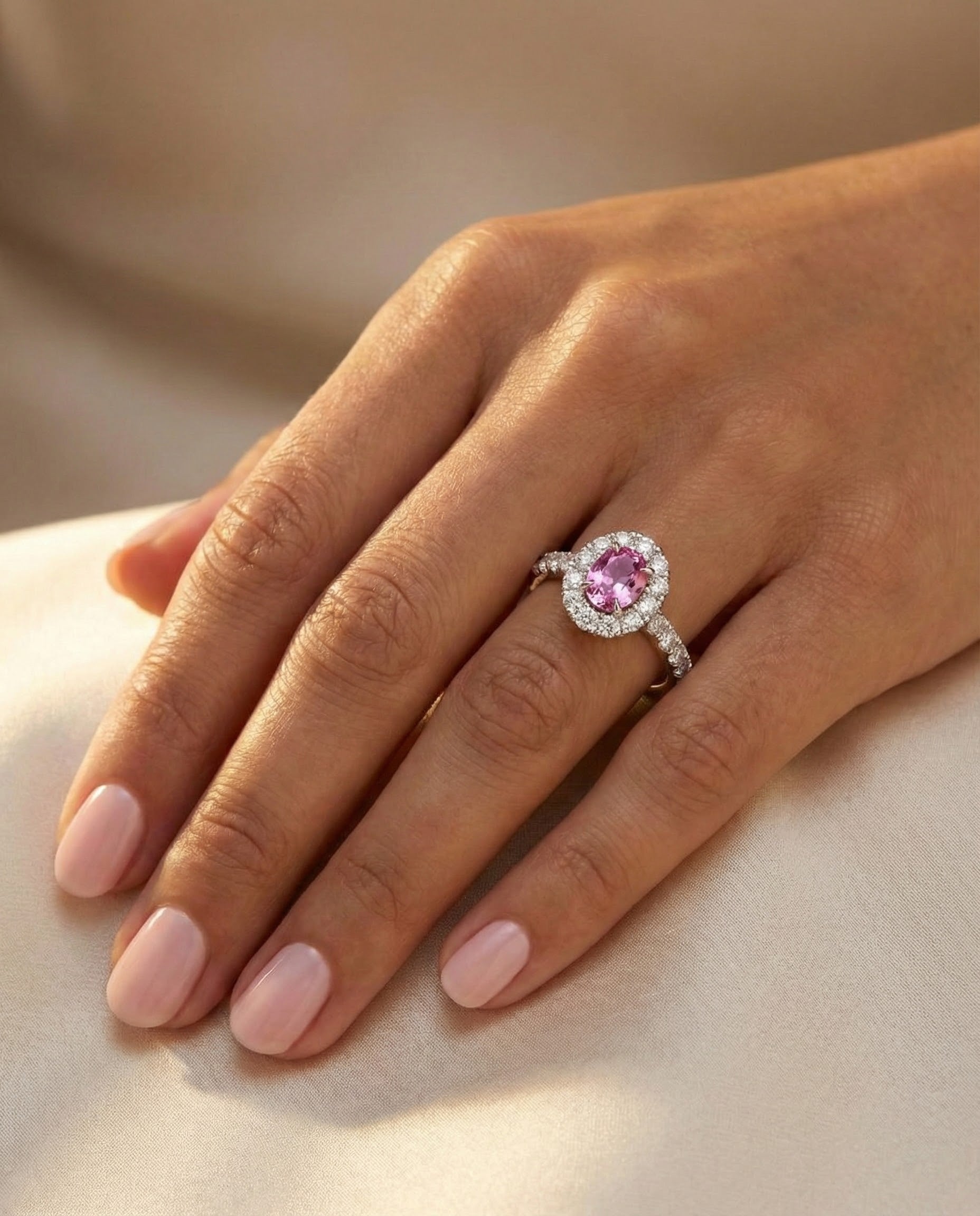 Pink Sapphire Engagement Ring
