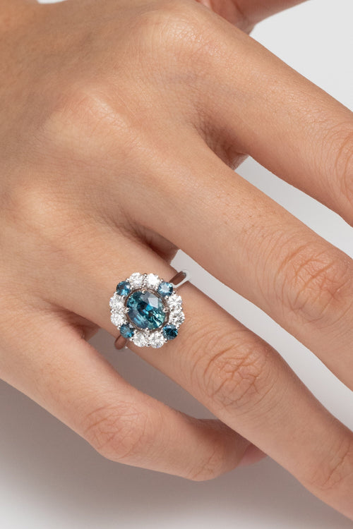 Bague de fiançailles avec Saphir Teal