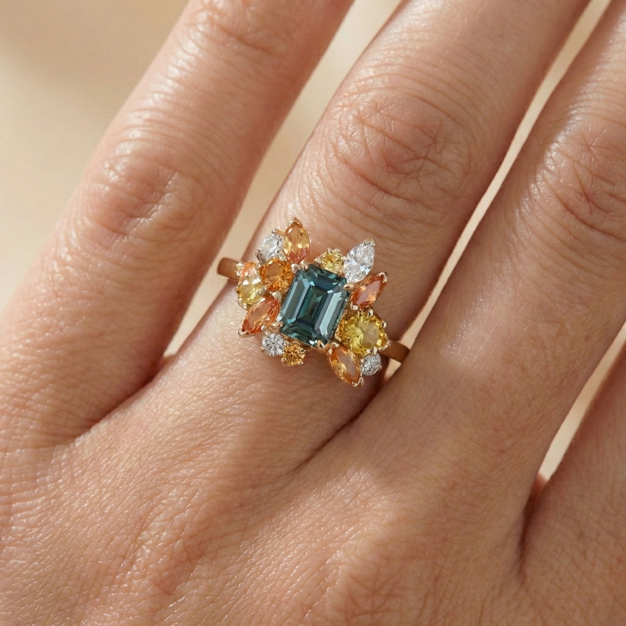 Bague de naissance avec Saphir Teal