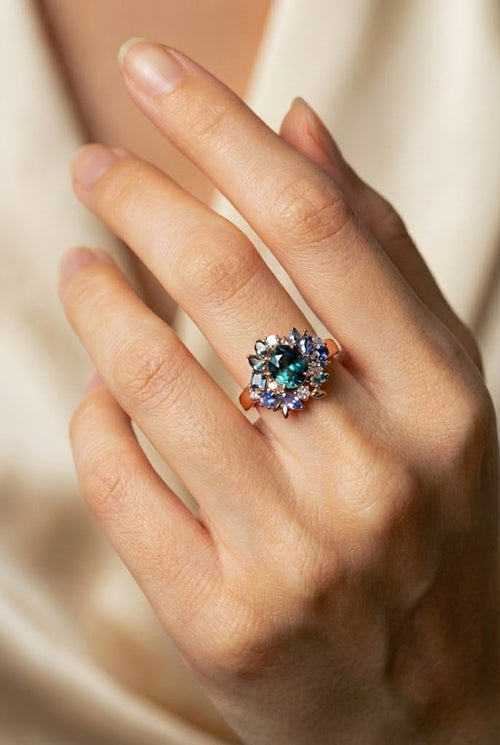 Bague de fiançailles avec Saphir Teal