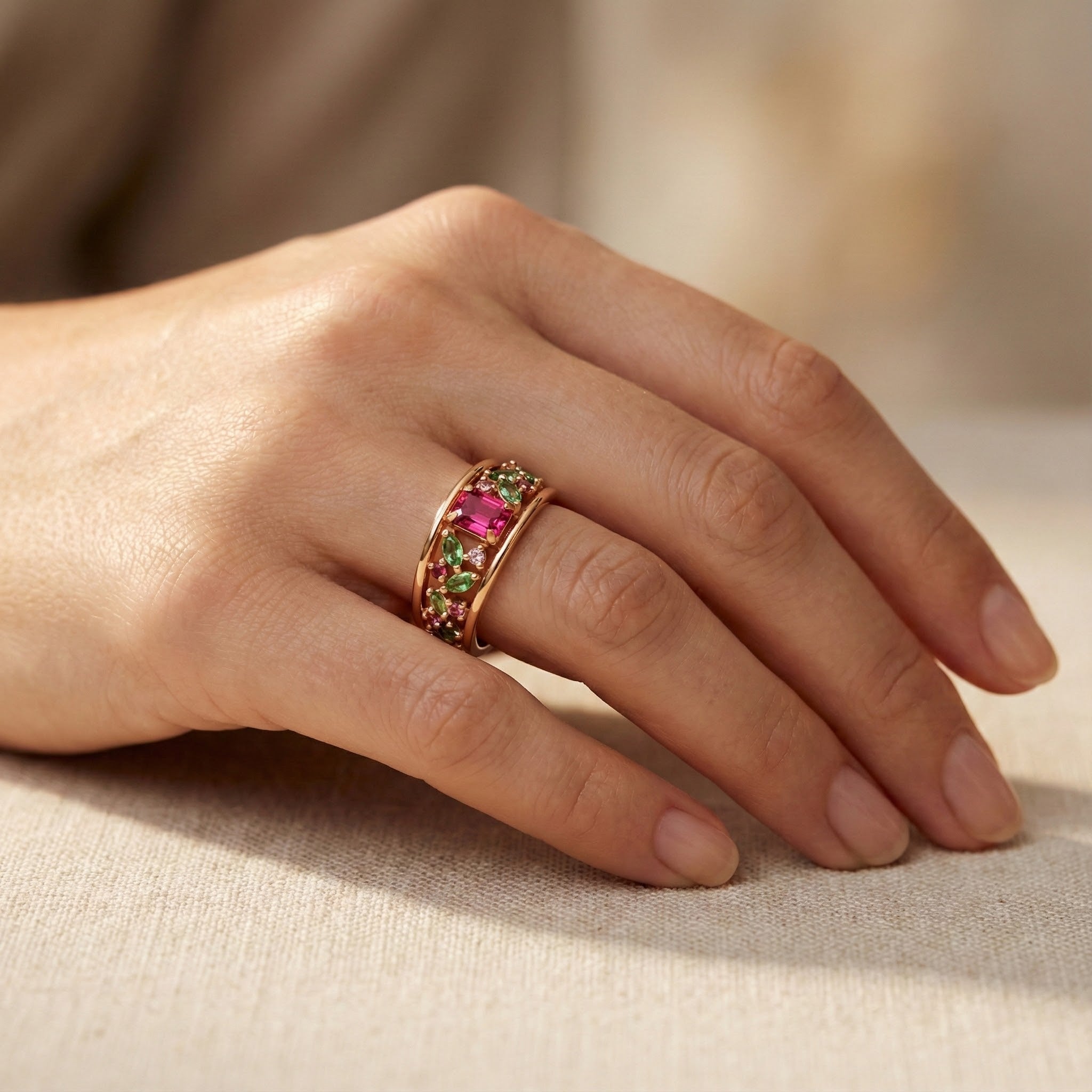 Ring with spinel