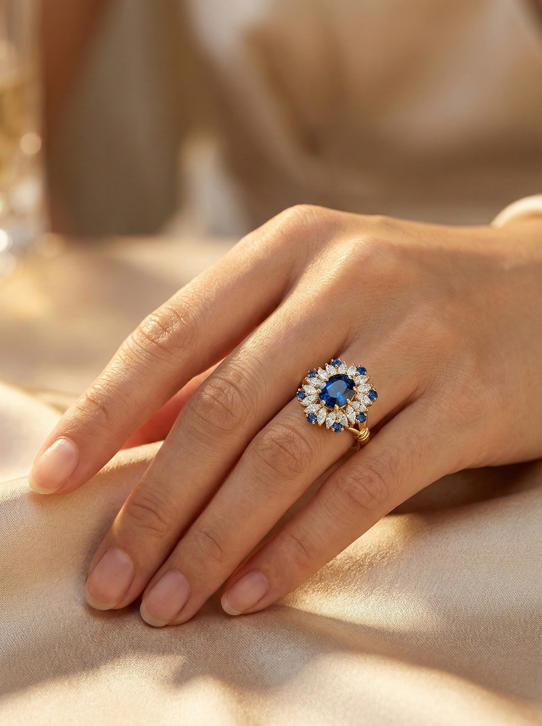 Bague de fiançailles avec Saphir Teal