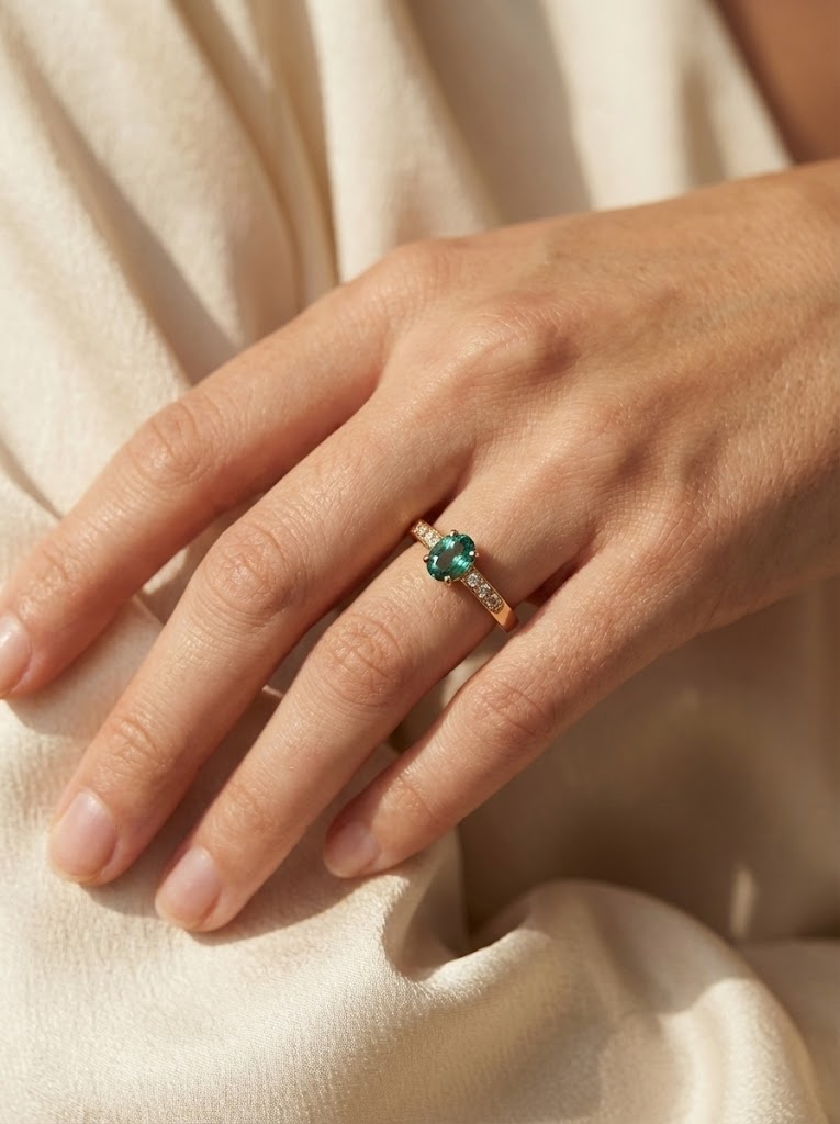 Bague avec Tourmaline bleue