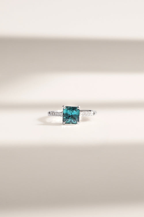 Bague de fiançailles avec Saphir Teal