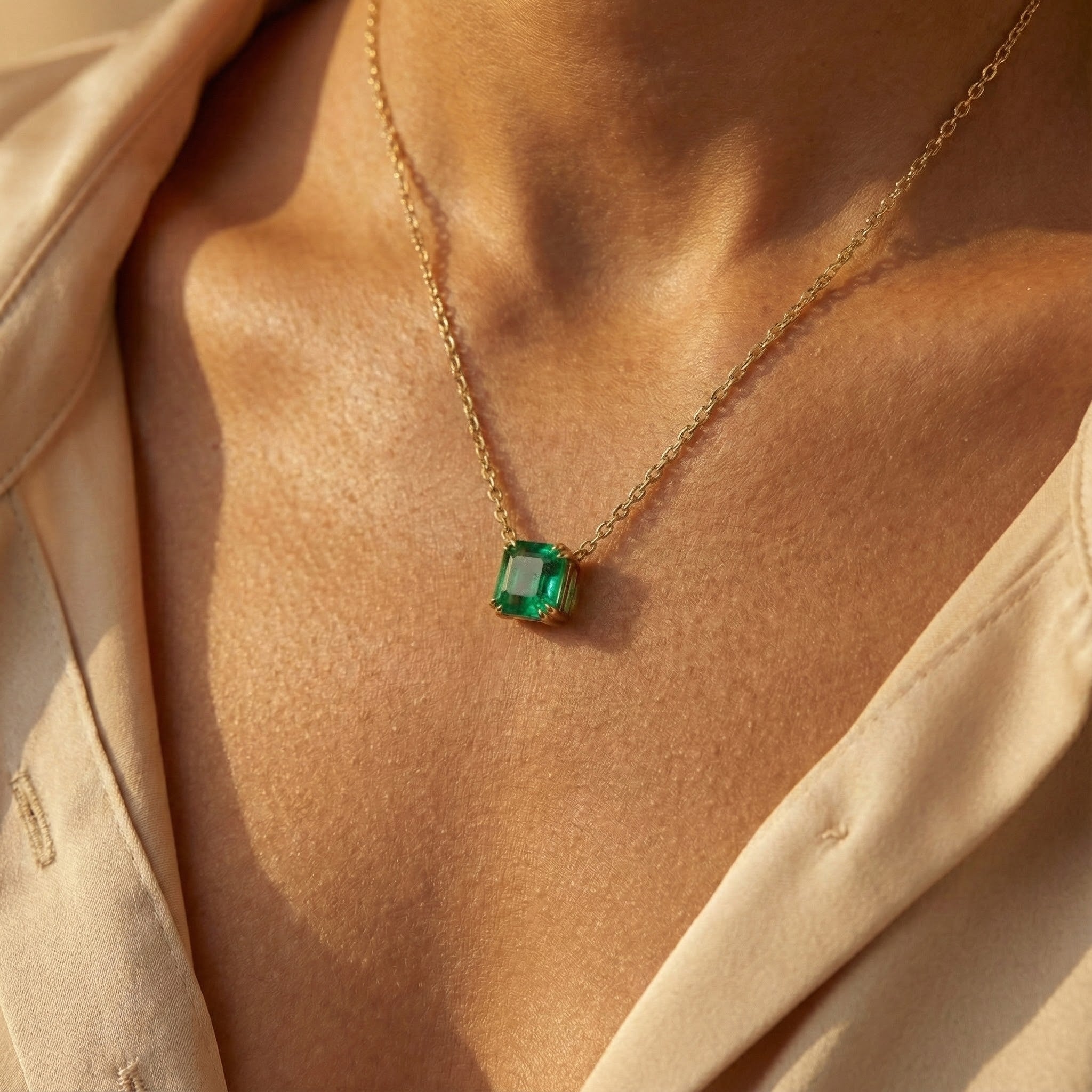 Necklace with Zambian emerald