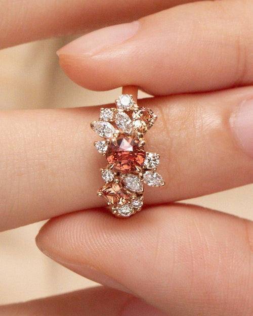 Bague de fiançailles avec Saphir Padparadscha