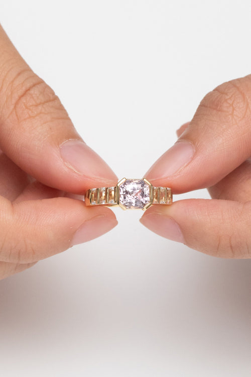 Bague de fiançailles avec Saphir Pêche