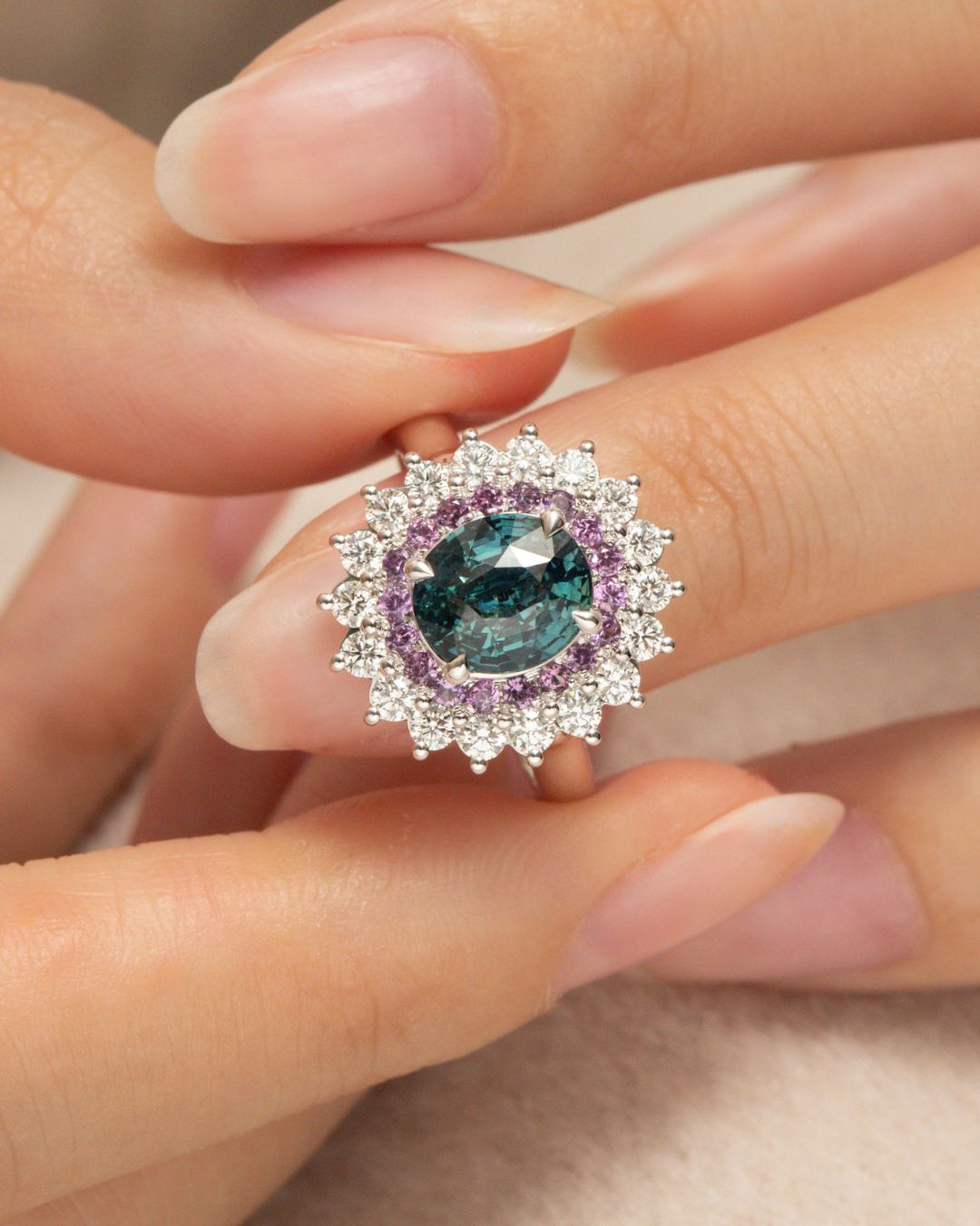 Bague de fiançailles avec Saphir Teal