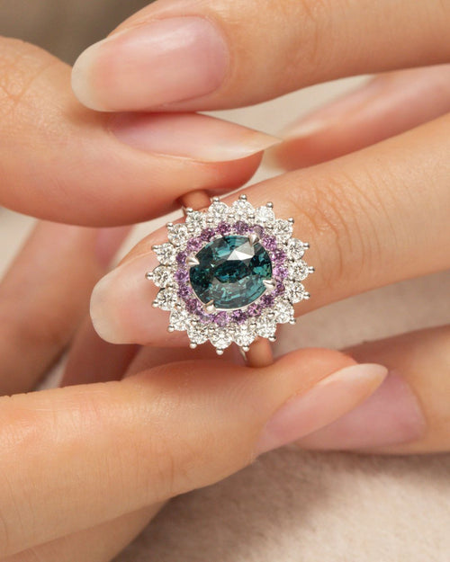 Bague de fiançailles avec Saphir Teal