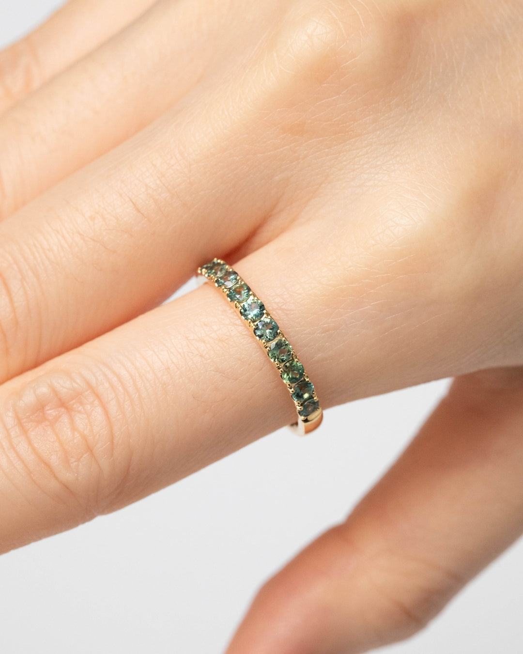 Teal Eternity Sapphire Engagement Ring