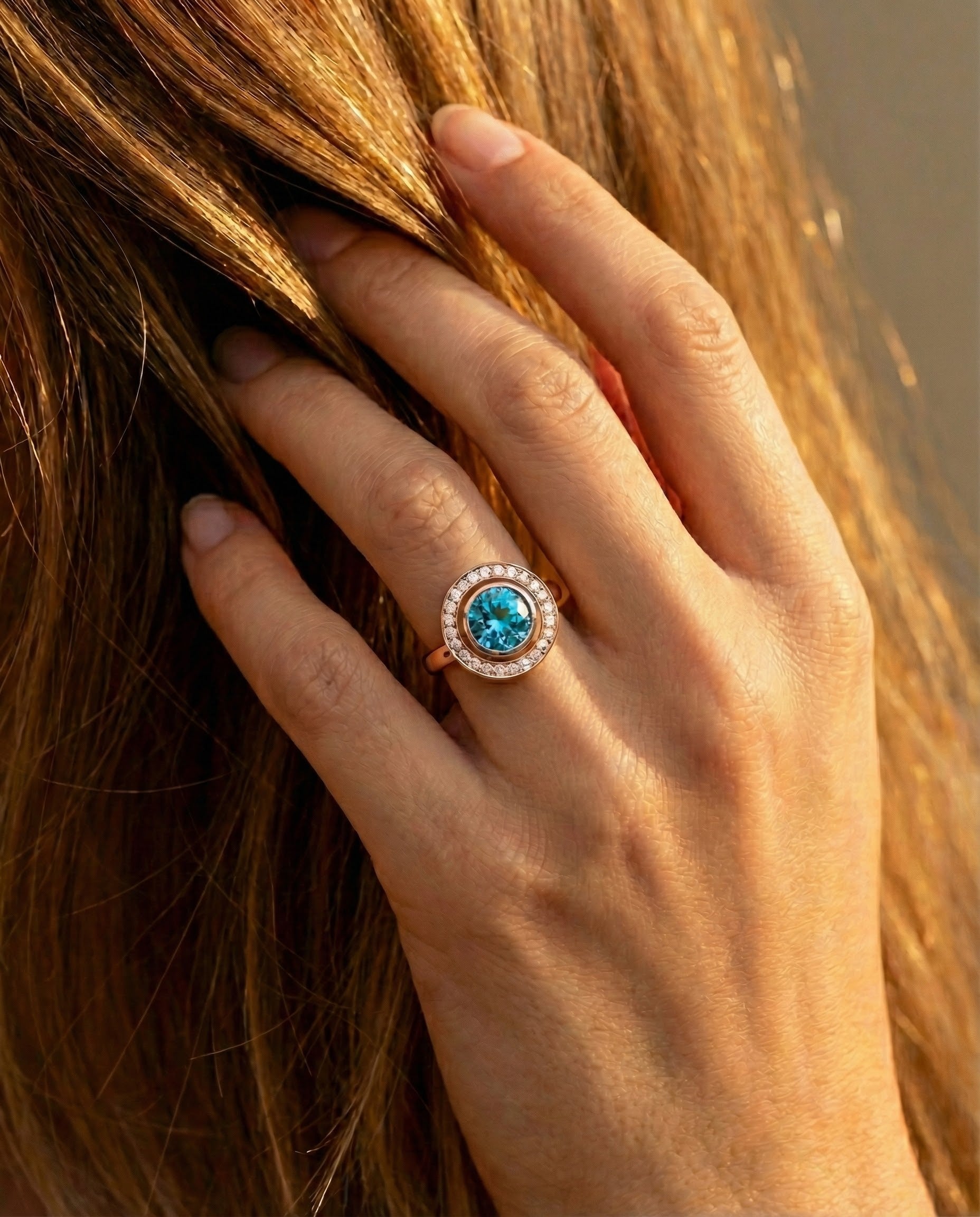 Engagement ring with tourmaline