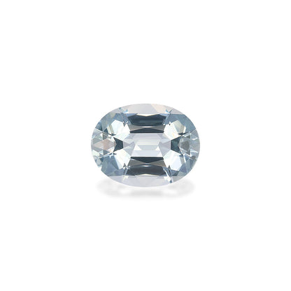 La Bonnot Paris Aigue-Marine · 5,32 ct présente une pierre facettée de forme ovale sertie sur un fond blanc, reflétant la lumière avec un effet chatoyant.