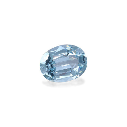 Bonnot Paris présente une pierre précieuse Aigue-Marine ovale et scintillante de 5,35 carats, d'une teinte bleu clair sur fond blanc uni, mettant en valeur ses facettes et sa clarté. Cette magnifique pierre précieuse séduit par son éclat et son élégance.