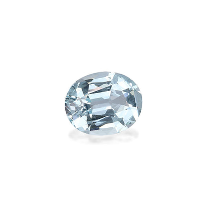 L'Aigue-Marine · 4,82 ct de Bonnot Paris respire l'élégance avec son design ovale facetté et sa teinte bleu pâle, reflétant magnifiquement la lumière sur un fond blanc uni.
