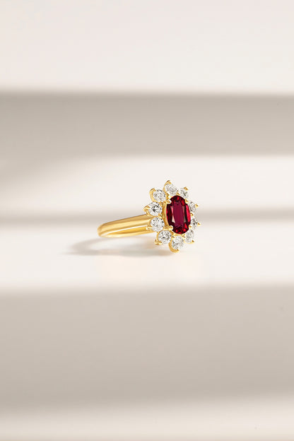 Bague Rubis mozambique or jaune et diamants