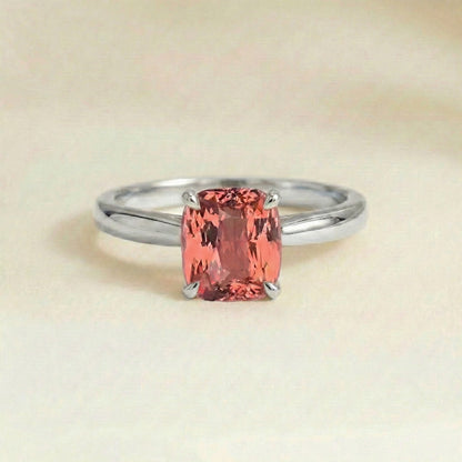 Bague Saphir Padparadscha Solitaire or blanc