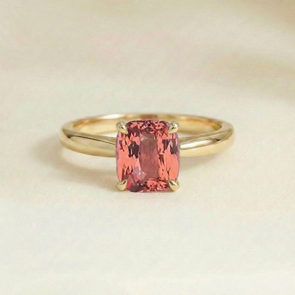 Bague Saphir Padparadscha Solitaire or jaune