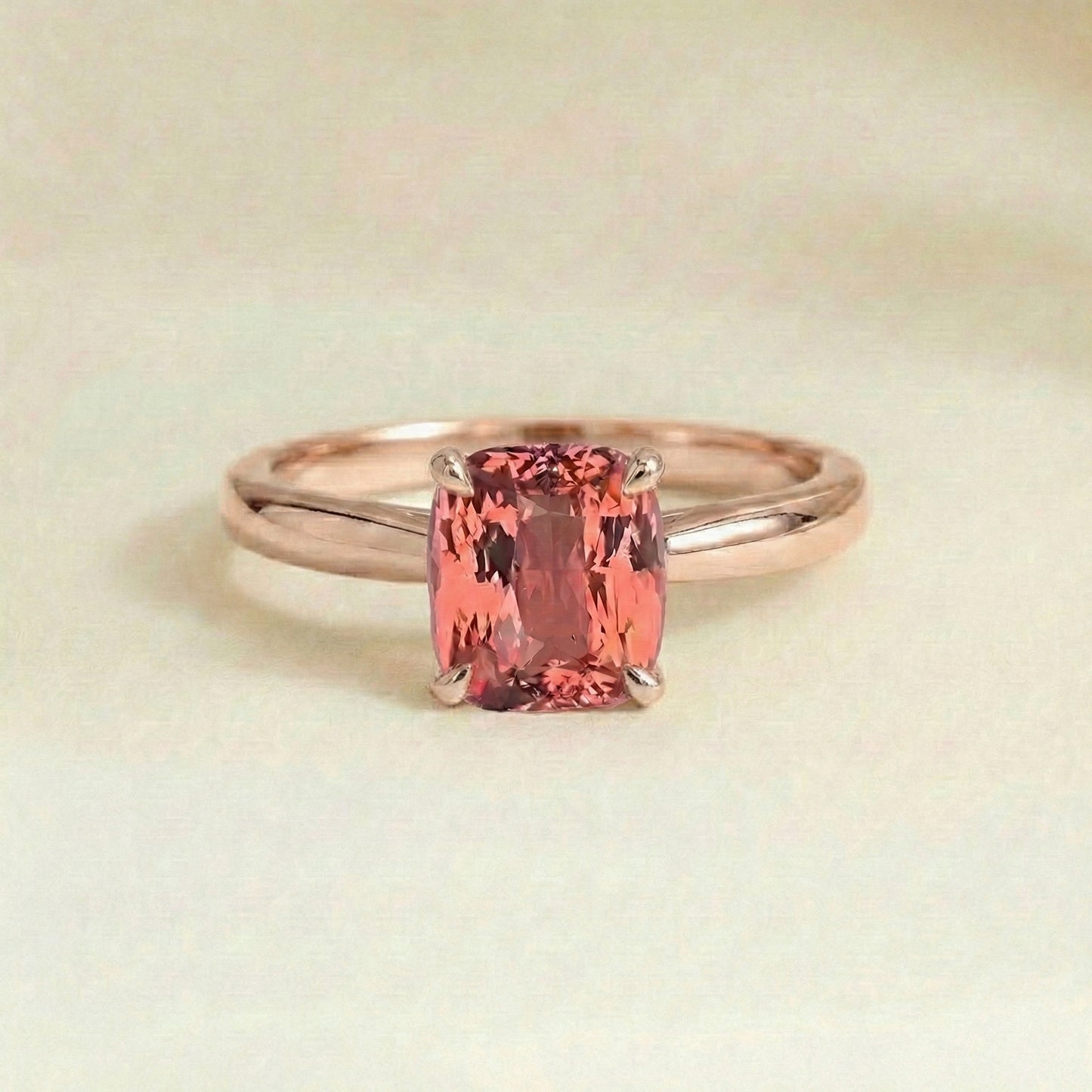 Bague Saphir Padparadscha Solitaire or rose