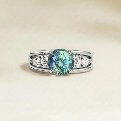 Bague_saphir_teal_rond_floral_or_blanc