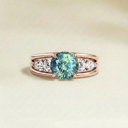 Bague_saphir_teal_rond_floral_or_rose