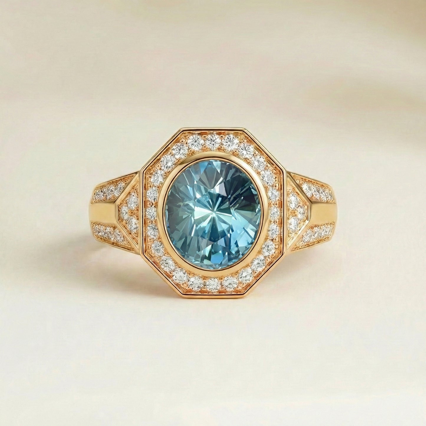 Bague Saphir Teal Art déco