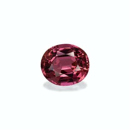 La Tourmaline Rose · 3,66ct de Bonnot Paris est une pierre précieuse rose ronde et facettée sur fond blanc, présentant des teintes allant du rose foncé au magenta en raison des reflets lumineux.