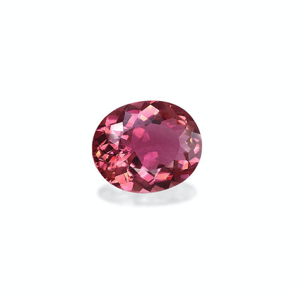 La Tourmaline Rose Bonnot Paris (4,88 ct) est une pierre précieuse rose facettée de forme ovale sertie sur un fond blanc uni, accentuant sa couleur vibrante et sa surface réfléchissante.
