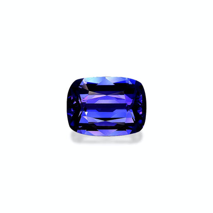 Une Tanzanite rectangulaire facettée · 7,25 ct par Bonnot Paris, affichant une teinte bleu profond et violette sur un fond blanc uni.