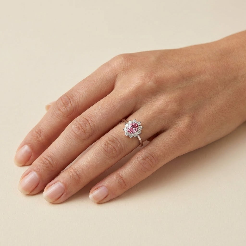 bague marguerite padparadscha