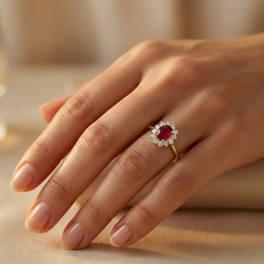 bague marguerite rubis